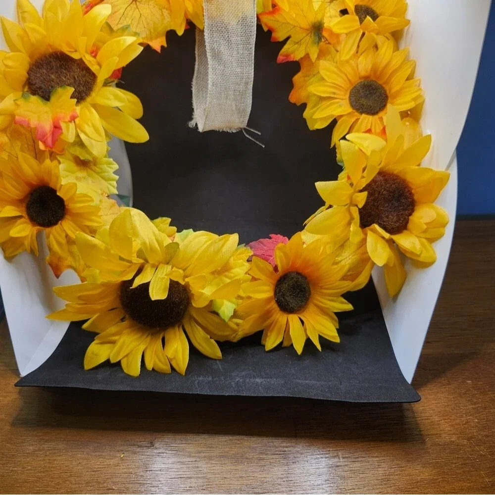 Hand Crafted Yellow Sunflower Floral Wreath  Summer Door Wall Decoration